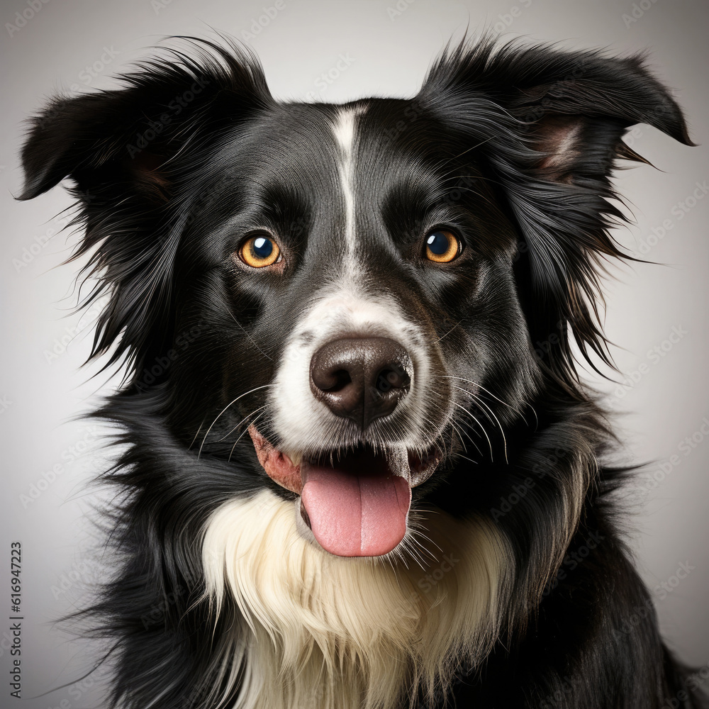 An alert Border Collie (Canis lupus familiaris) with fascinating dichromatic eyes. An alert Border Collie (Canis lupus familiaris) with fascinating dichromatic eyes.