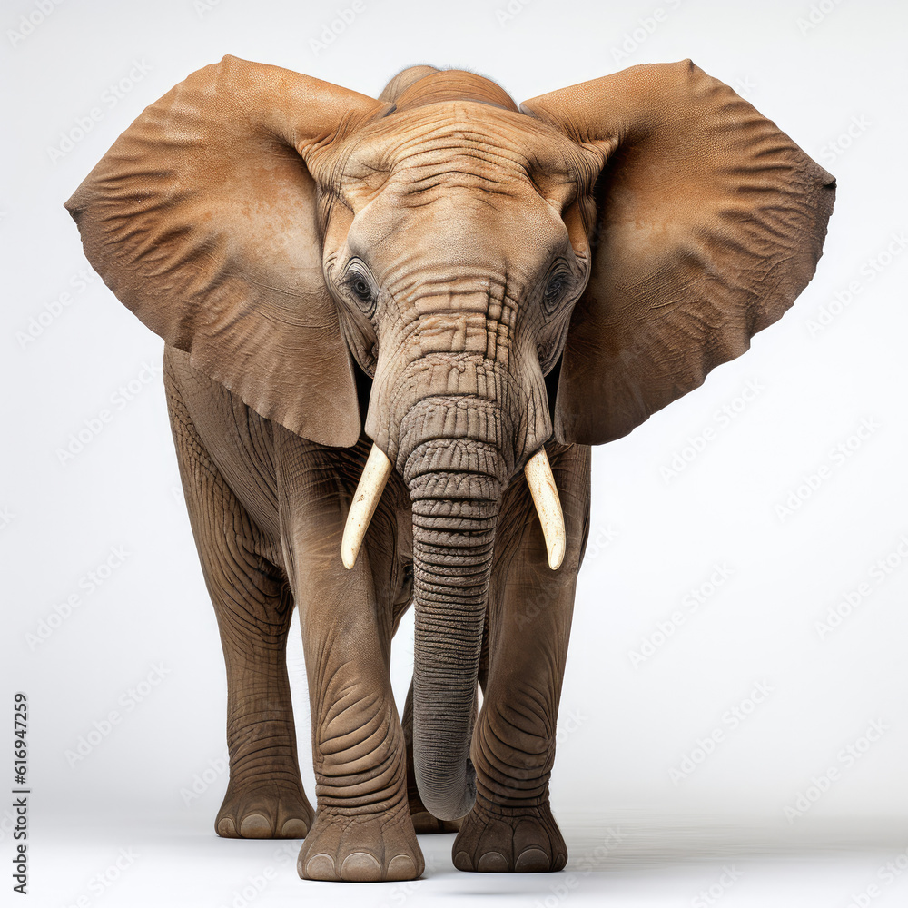 Obraz premium A young African Elephant (Loxodonta) exploring its surroundings.