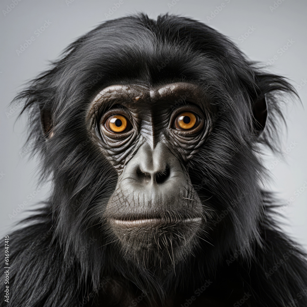 A captivating closeup shot of a siamang (Symphalangus syndactylus) showcasing its expressive face and distinctive features. A captivating closeup shot of a siamang (Symphalangus syndactylus) showcasing its expressive face and distinctive features.