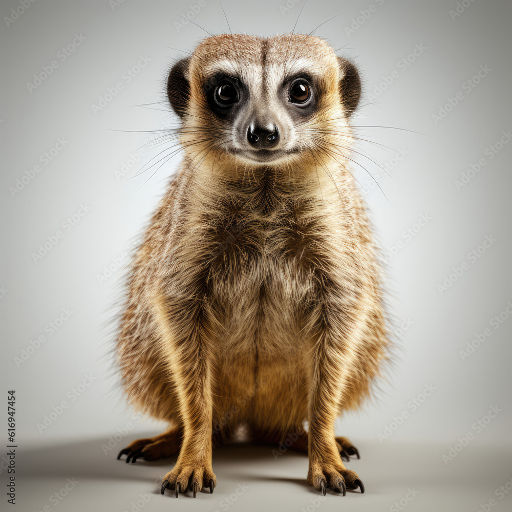 Fototapeta premium An alert Meerkat (Suricata suricatta) standing on its hind legs.