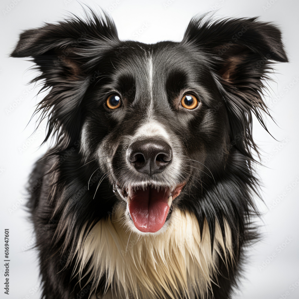 A Border Collie (Canis lupus familiaris) with dichromatic eyes in a walking pose.