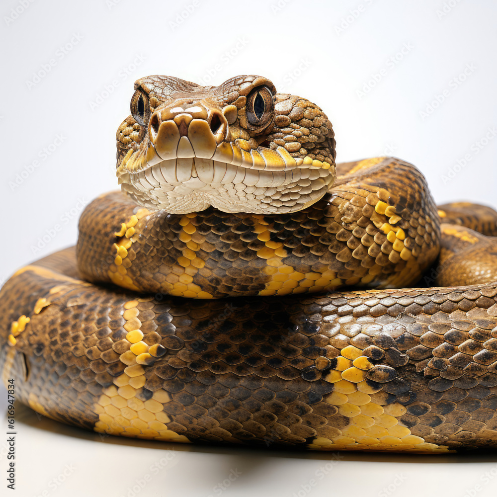 Obraz premium An African Rock Python (Python sebae) coiled and ready.