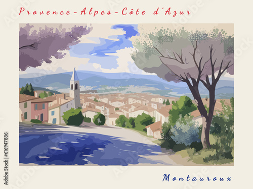 Montauroux: Postcard design with a scene in France and the city name Montauroux