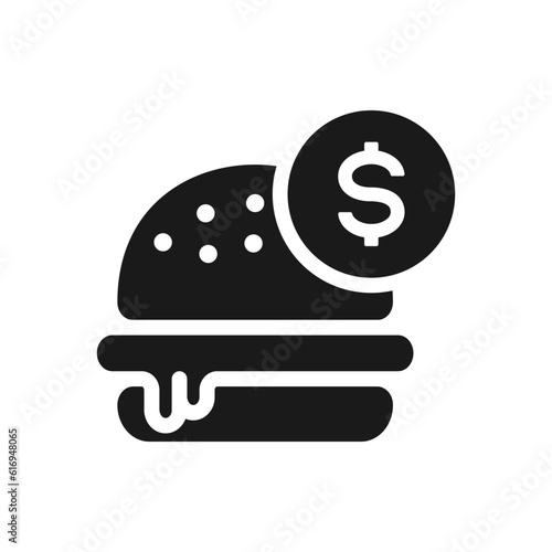 Burger price icon flat style isolated on white background. Vector illustration