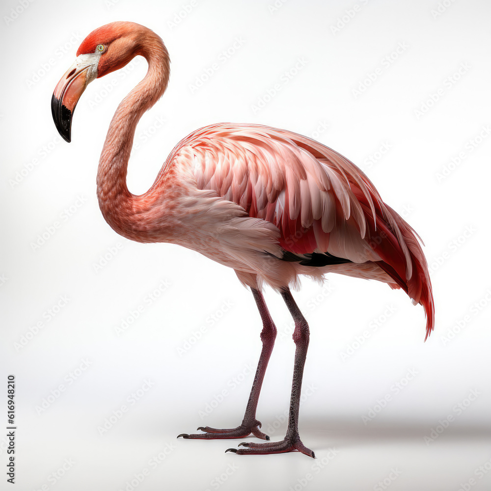 Fototapeta premium An Elegant Flamingo (Phoenicopterus ruber) standing on one leg.