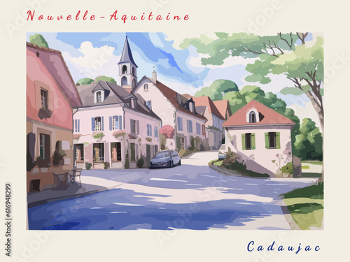Cadaujac: Postcard design with a scene in France and the city name Cadaujac
