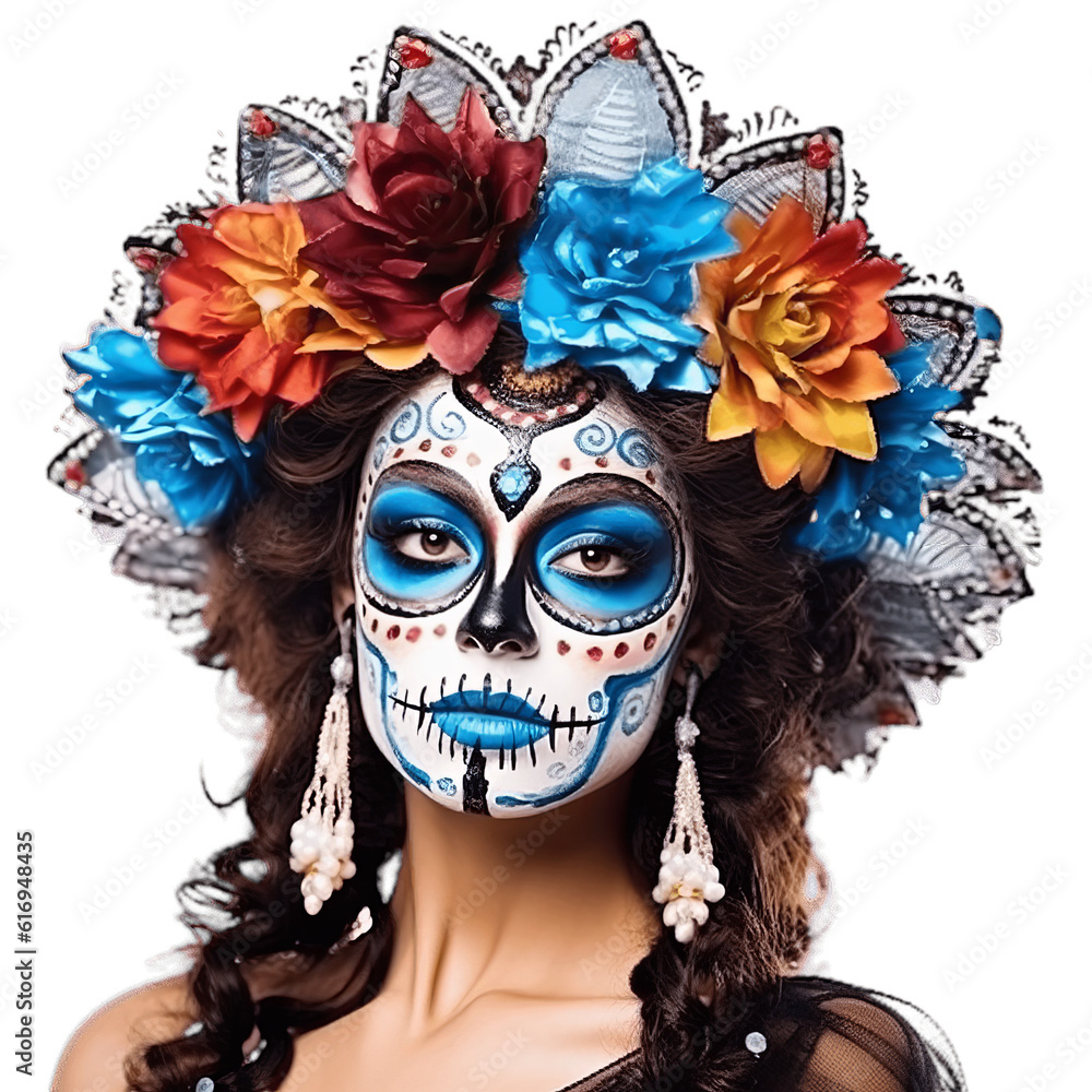 Isolated PNG cutout of a Mexican festival known as Day of the Dead with ...