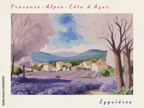 Eyguières: Postcard design with a scene in France and the city name Eyguières