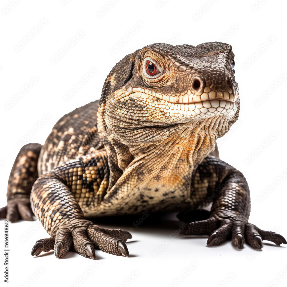 A stunning Monitor Lizard (Varanus) in a restful position.