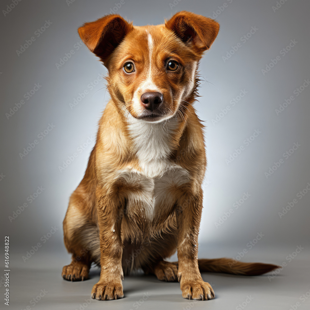 A curious Red Heeler puppy (Canis lupus familiaris) standing attentively. A curious Red Heeler puppy (Canis lupus familiaris) standing attentively.