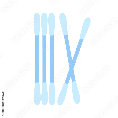 Ear sticks for cleaning ear. Cotton swab. Hygiene and health care of cotton buds. Vector