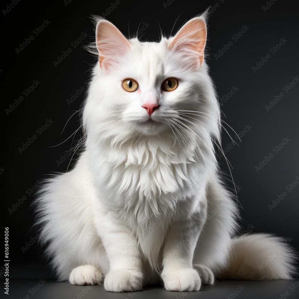 Fototapeta premium A Turkish Van cat (Felis catus) showcasing dichromatic eyes.