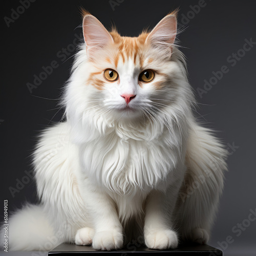 A Turkish Van cat (Felis catus) showcasing dichromatic eyes.