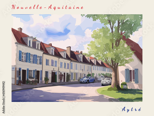 Aytré: Postcard design with a scene in France and the city name Aytré