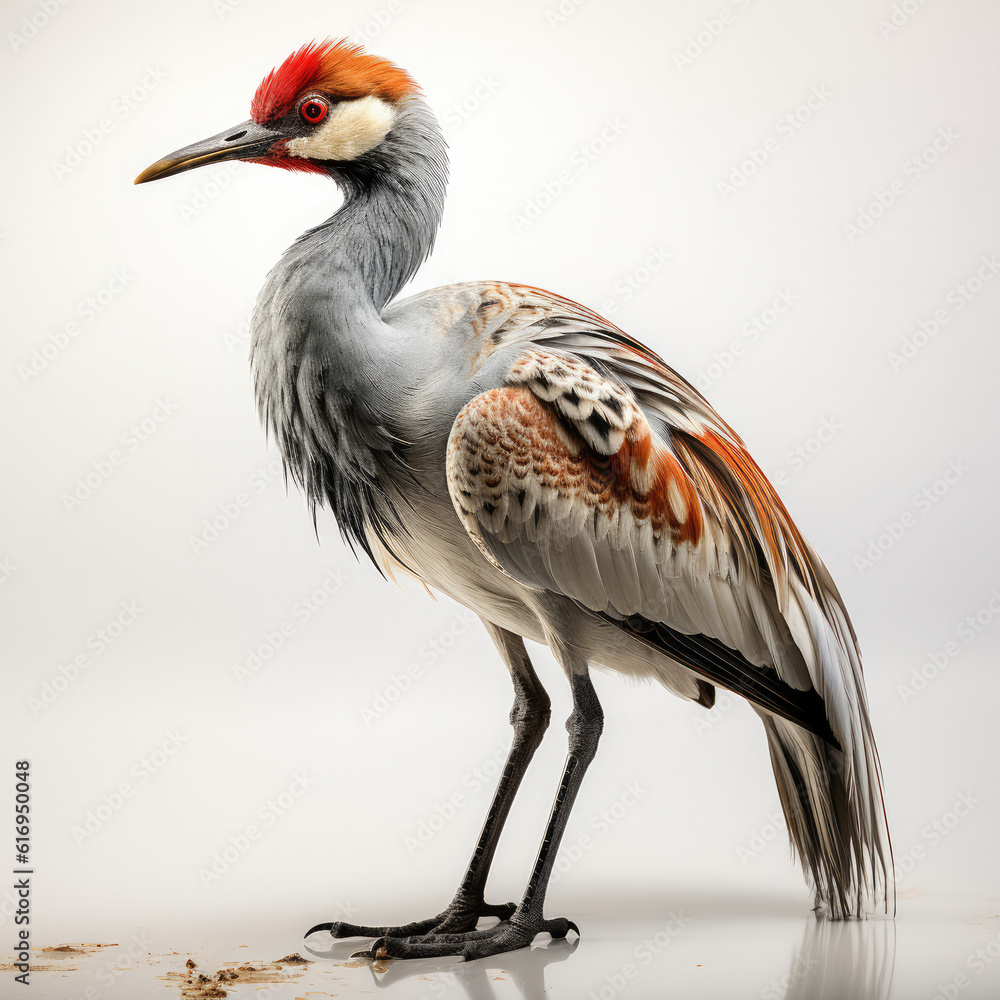 Fototapeta premium A juvenile Crane (Gruidae) learning to hunt.