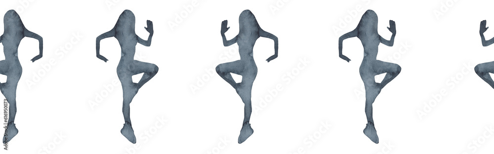 Sports at sunrise border.Running.Gymnastics.Morning gym.Watercolor silhouette sport isolated on white background. Sports at sunrise border.Running.Gymnastics.Morning gym.Watercolor silhouette sport isolated on white background.