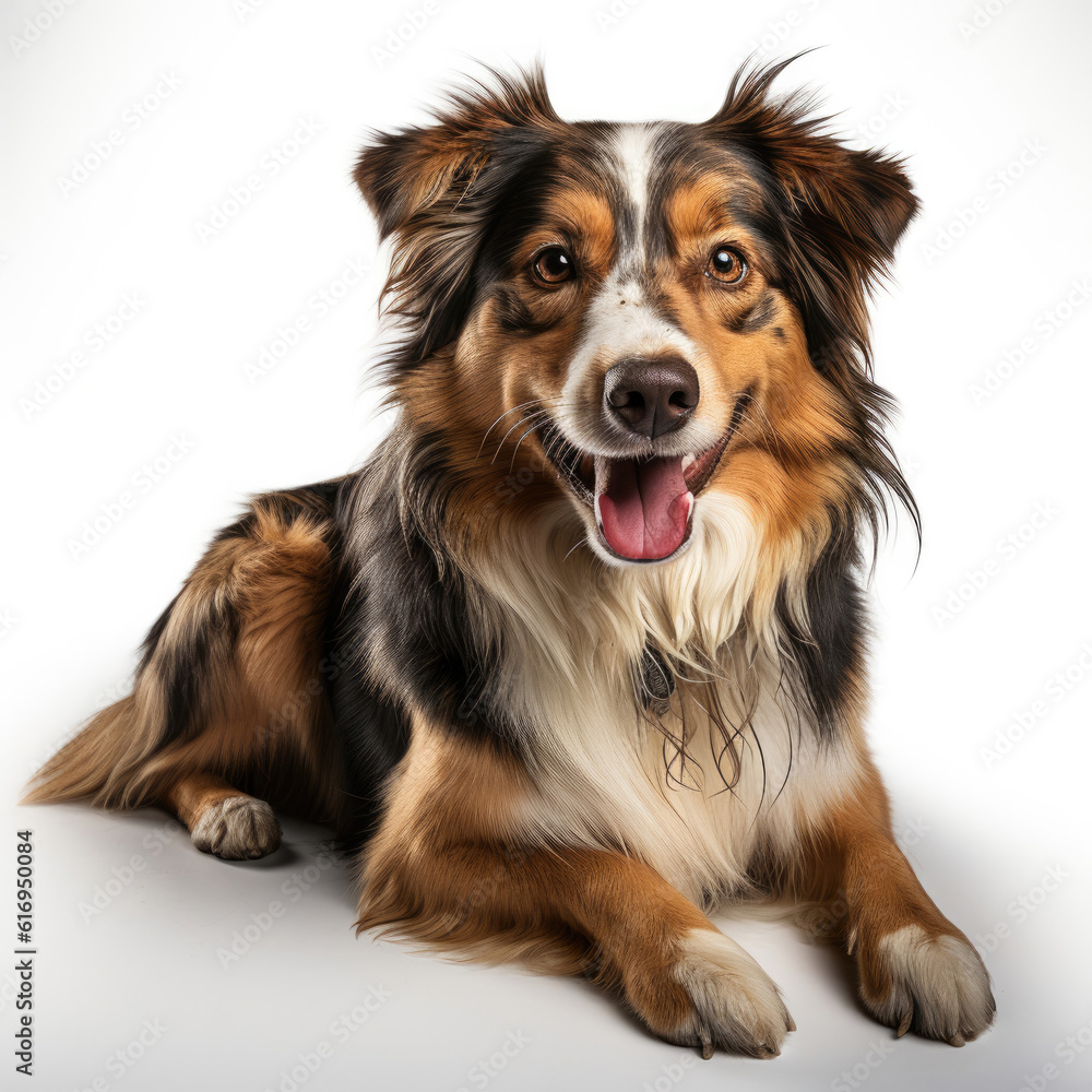 An Australian Shepherd (Canis lupus familiaris) with dichromatic eyes. An Australian Shepherd (Canis lupus familiaris) with dichromatic eyes.