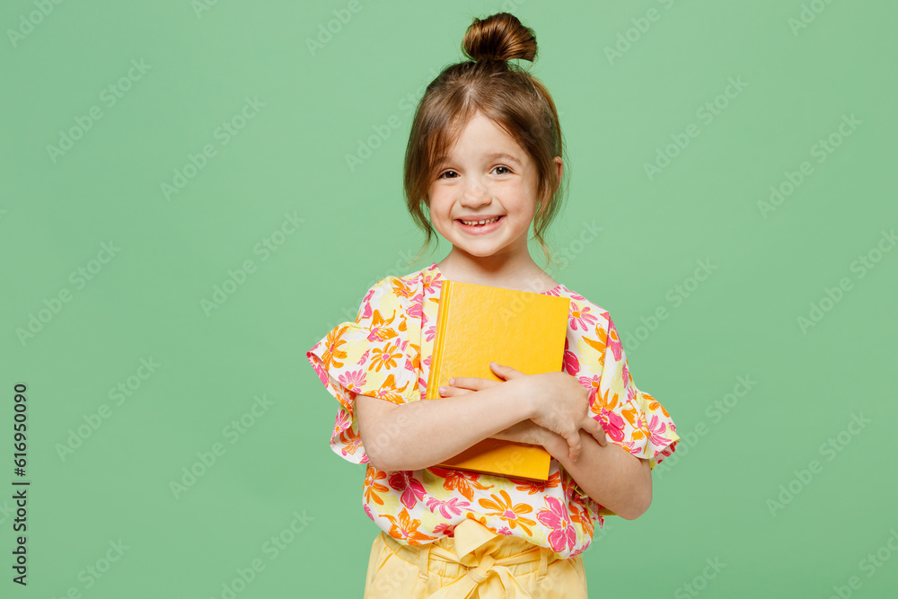 Little smiling cute child kid girl 67 years old wear casual clothes
