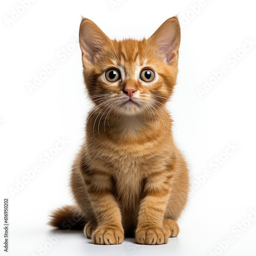 An adorable Burmese kitten (Felis catus) sitting with a curious expression. © blueringmedia