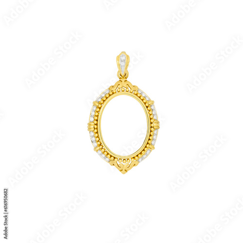 Canvastavla isolated gold locket frame pendant with diamond