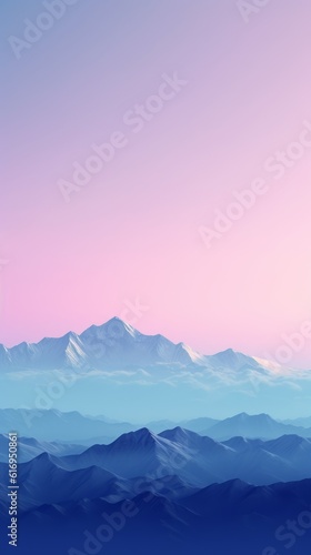 Minimalist silhouette of mountains on a calm background. Generative AI