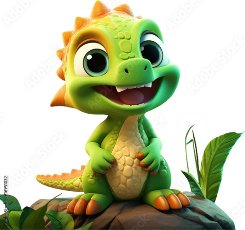 Cute dinosaer in 3D style.