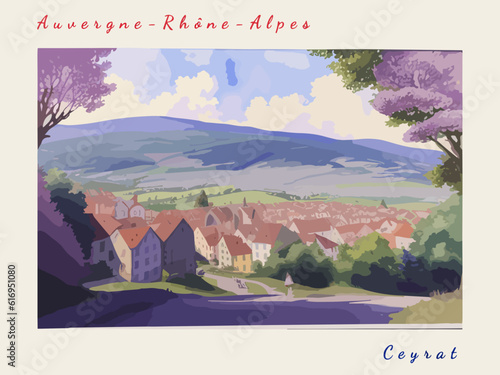 Ceyrat: Postcard design with a scene in France and the city name Ceyrat
