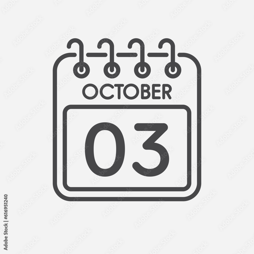 Icon page calendar day - 3 October Icon page calendar day - 3 October