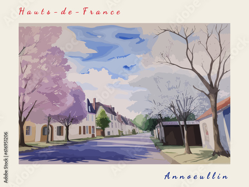 Annoeullin: Postcard design with a scene in France and the city name Annoeullin