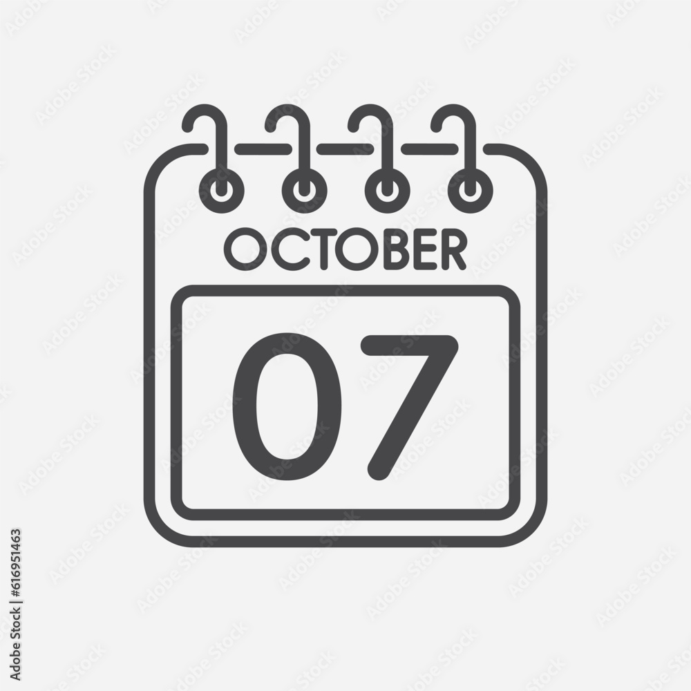 Icon page calendar day - 7 October Icon page calendar day - 7 October