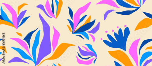 abstract botanical shapes seamless pattern.