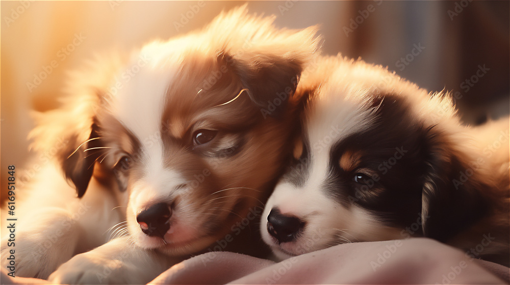 The most beautiful Puppies. Cute Dogs Background. Ai generative
