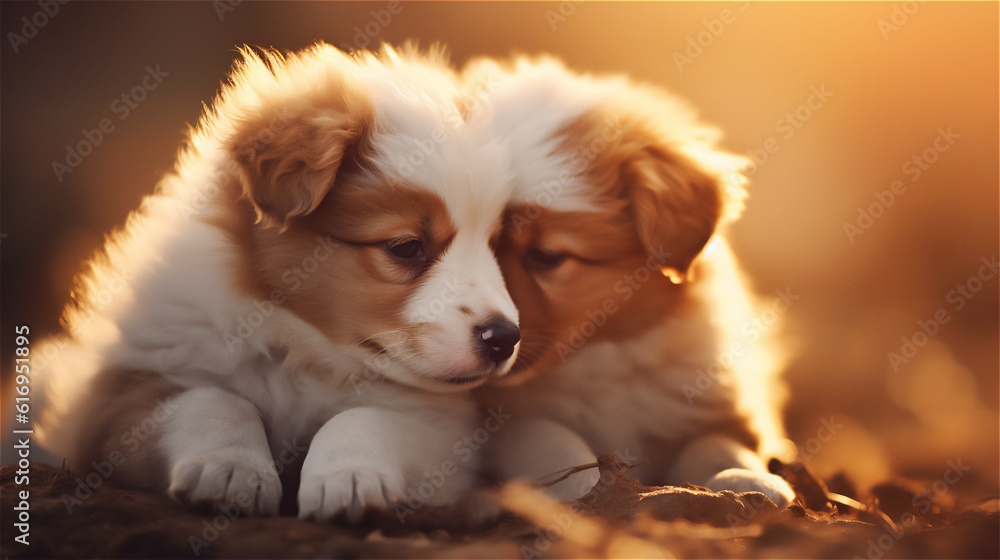 The most beautiful Puppies. Cute Dogs Background. Ai generative