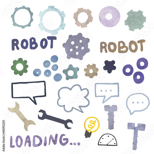 Retro science. Cyberpunk robots mechanisms . robot details