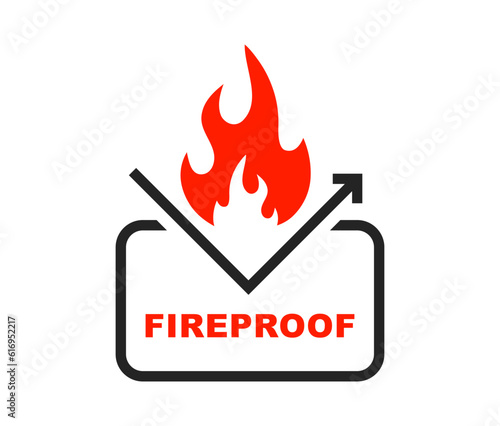 Fire resistant icon. Fireproof icon. Fire resistant material sign. Vector illustration.