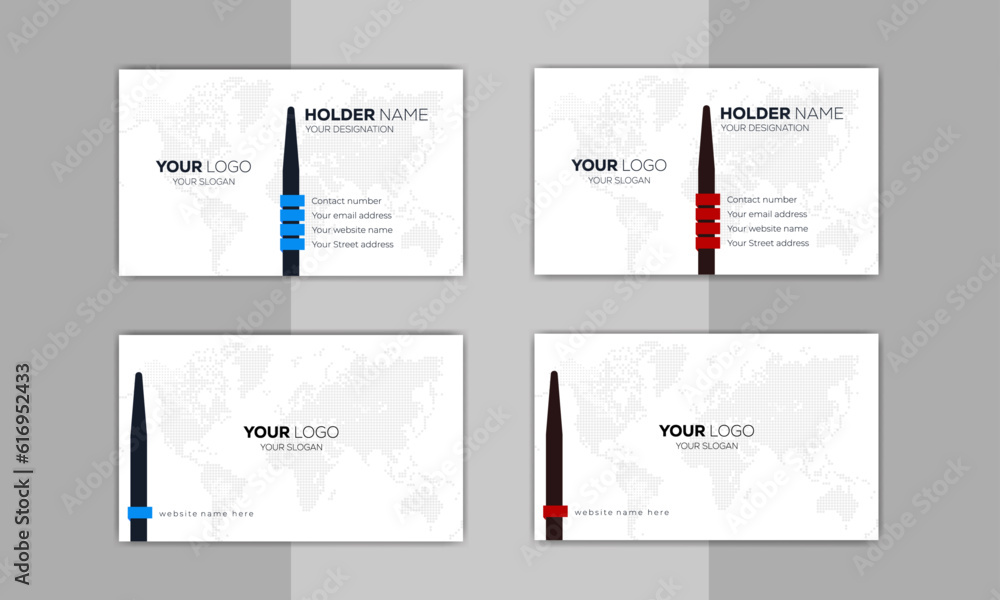 Creative unique, Modern and Corporate business visiting card design template ideas for personal identity stock illustration