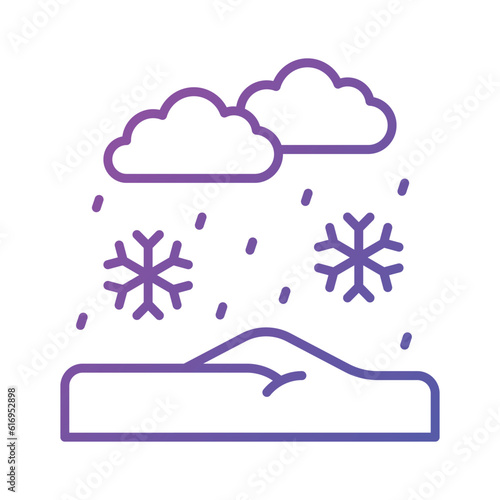 Snowflakes falling from clouds denoting snow falling icon in trendy style