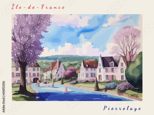 Pierrelaye: Postcard design with a scene in France and the city name Pierrelaye photo