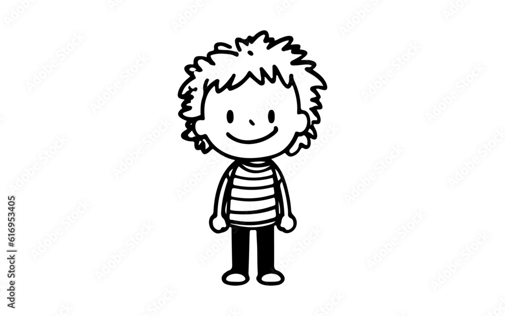 Kid doodle line art illustration with black and white style for template. Kid doodle line art illustration with black and white style for template.