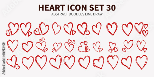 HEART ICON SET 30. ABSTRACT DOODLES LINE DRAW