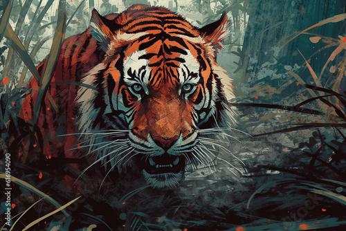 Wild Tiger Closeup Illustration