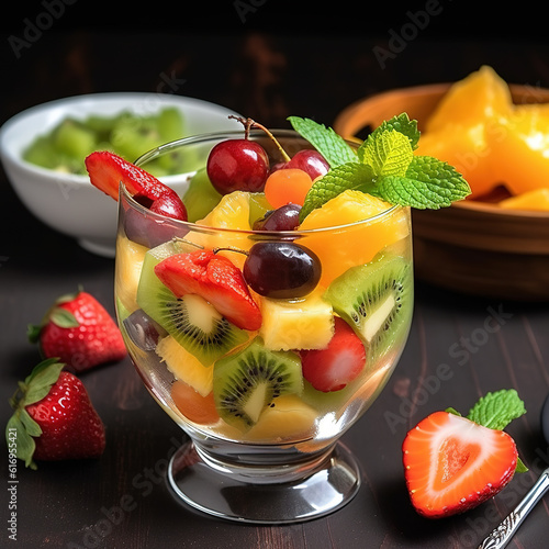 Fruit mix in a cup , Generative AI