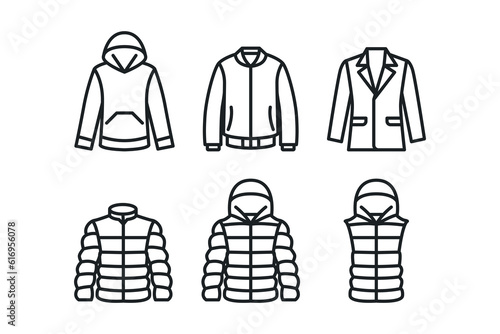 Clothing line icons set. EPS 10