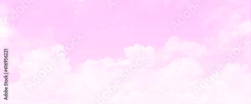 white fluffy clouds in the pink sky. trendy sky