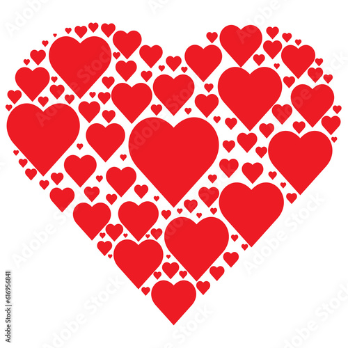 Heart filled with hearts on transparent background