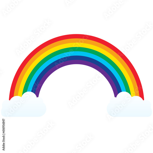 Rainbow clouds on transparent background with seven colors