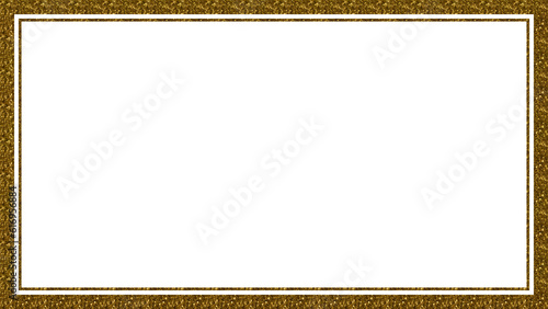 Golden frame rectangle on transparent background