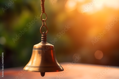 Close-up photograph of a meditation bell with a soft focus background.