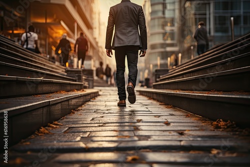 Businessman walking on the street in the city. Business concept