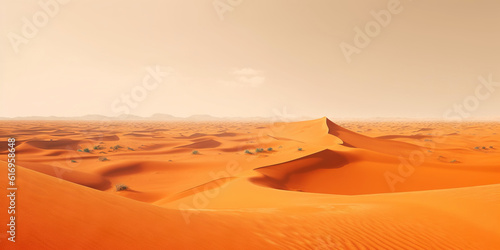 A minimalist sand dunes in the desert. Calm and tranquil landscape. Generative AI
